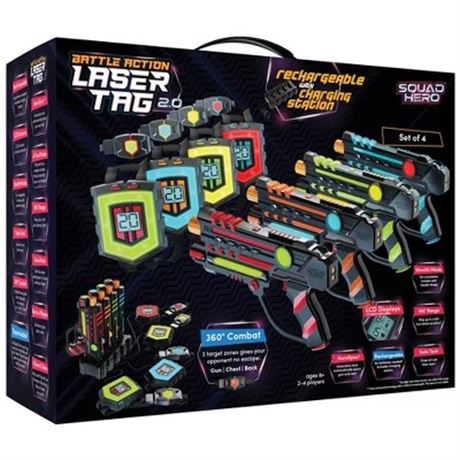 Squad Hero Rechargeable Laser Tag Toy - 4 Blasters & Vests - Ages 8+