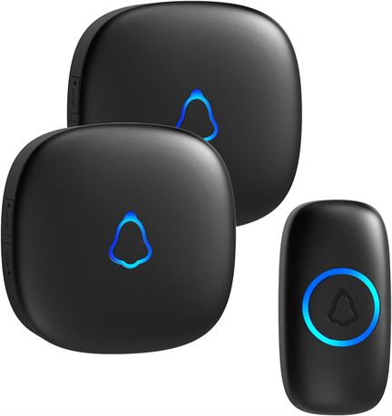 SECRUI Sonnette sans fil avec 2 r cepteurs, 58 carillons, port e 305 m, noir