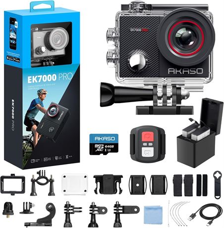 AKASO EK7000 Pro 4K Action Camera Waterproof EIS Bundle