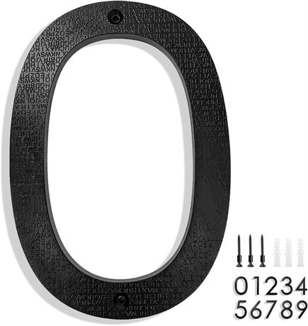 Num ros d'adresse flottants 20,3 cm en ABS textur    noir, avec kits de vis