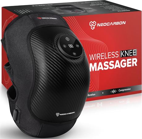 Neocarbon Wireless Knee Massager, Portable Heated Therapy with Compression