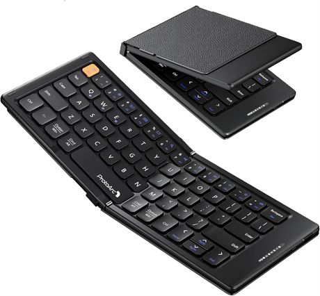 ProtoArc XK04 Foldable Keyboard, Portable Bluetooth with PU Leather Cover