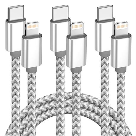 Chargeur iPhone Apple MFi Certifié USB-C à Lightning 3Pack