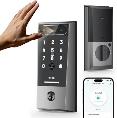 TCL D2 Pro Smart Lock with Palm Vein Recognition and Doorbell, App Control