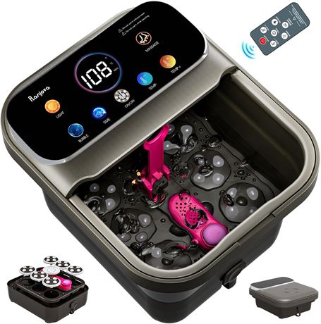 Foot Spa with Electric Massage, Color Touchscreen, 24 Shiatsu Balls