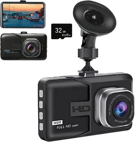 1080P Dash Cam for Car with Night Vision, Wide Angle, Video Recorder