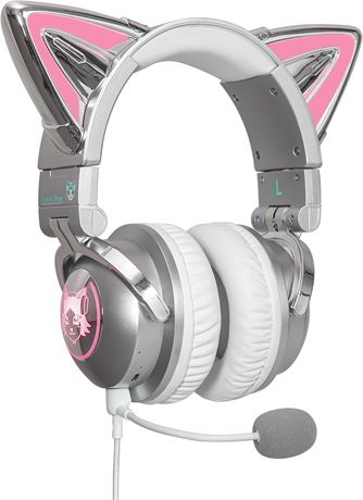 LED Wireless Cat Ear Headphones, 12-Color, HD Mic, 3.5mm, Bluetooth & Wired