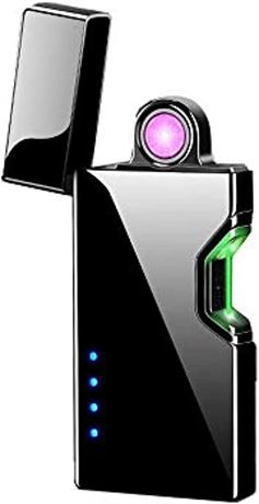 Briquet Plasma USB Rechargeable Induction Électrique Coupe-Vent Noir