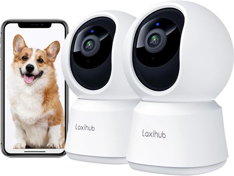Caméra 2K animaux/bébé WiFi 360° pack 2 suivi mouvement Alexa
