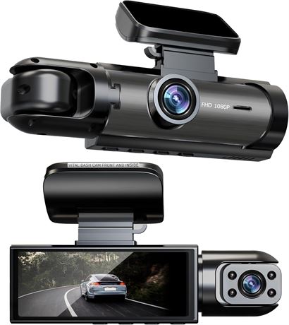 Vital Dashcam Pro 2025 Dual Front Rear Night Vision Loop Recording FHD