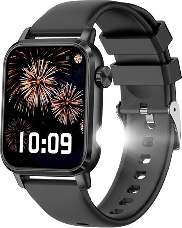 KPEP montre connectée LED lampe intégrée appels IP68 1.85" noire