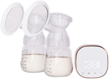 Double Electric Breast Pump with LED Display, Portable Collection Bottles