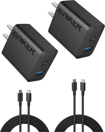 Anker 20W USB-C Charger Block 2-Pack for iPhone 17/16/15 Pro Max, iPad Pro
