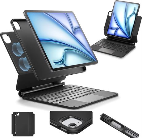 ESR iPad Air 11 Case with Keyboard (M3/M2) & iPad Pro 11 Keyboard, Stand, Black