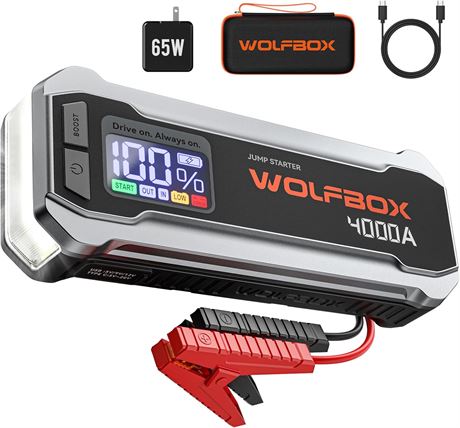 WOLFBOX MV24 4000A Jump Starter 12V Car Booster 24000mAh