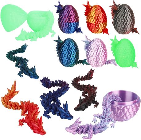 6 œufs dragon 3D articulés, jouets mystère Pâques, fidget enfants/adultes