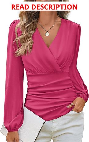 GRACE KARIN Womens Top Surplice Wrap Blouse V-Neck Long Sleeve Ruched