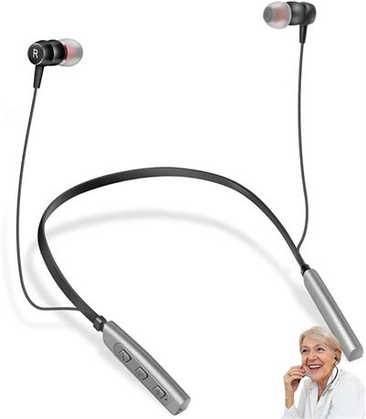 Rechargeable Hearing Aids for Seniors, Wireless Neckband Amplifier w/Noise