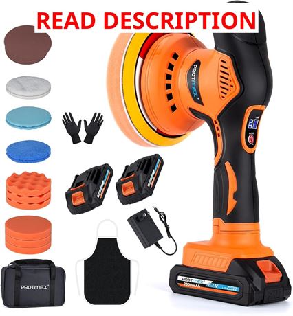 Protmex Cordless Car Buffer Polisher, 2x2000mAh 21V Waxer Kit