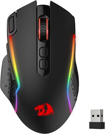 Redragon M810 Pro Mouse, 10000 DPI, RGB Backlit, Wired/Wireless, Macro Buttons