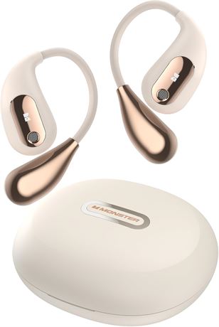 Monster AC210 Open Earbuds, BT 5.4, 30H Playback, Type-C, Touch, IPX5, White