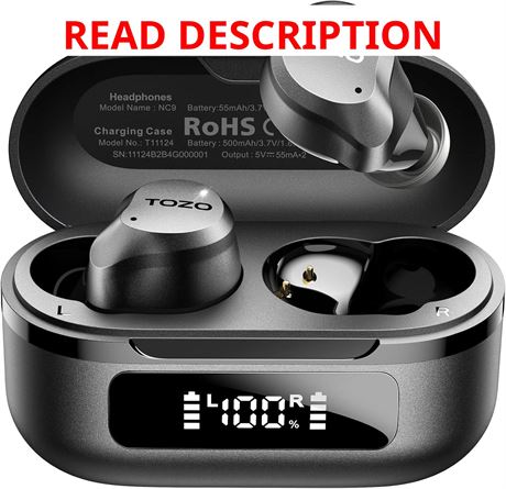 TOZO NC9 Hybrid ANC Wireless Earbuds, 6 Mics ENC, IPX8, Bluetooth 5.3, 60H