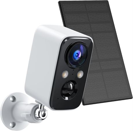 FOAOOD Solar Security Camera Outdoor, PIR Motion, 2-Way Talk, IP66 Weatherproof