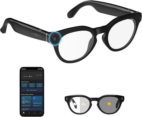 AI Smart Glasses with 4K Camera, 8MP Video, AI Assistant, Open-Ear Audio