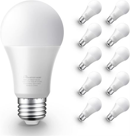Mastery Mart Ampoules LED A19 9.5W Dimmable 2700K 800 Lumens Lot 10