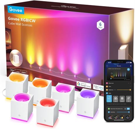 Appliques murales Govee Cube LED RGBIC WiFi Alexa musique déco