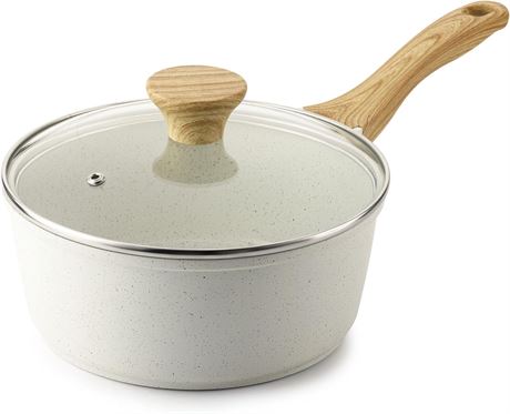 SENSARTE White Ceramic Nonstick Saucepan – 1.5QT