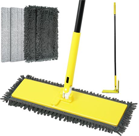NEWE Dust Mop with 90  Foldable Panel, 52in Handle Wet/Dry Flat Floor Duster
