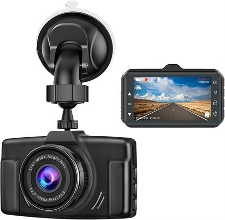 CHORTAU Dash Cam 1080P FHD Night Vision, 170 , Loop Recording, G-Sensor