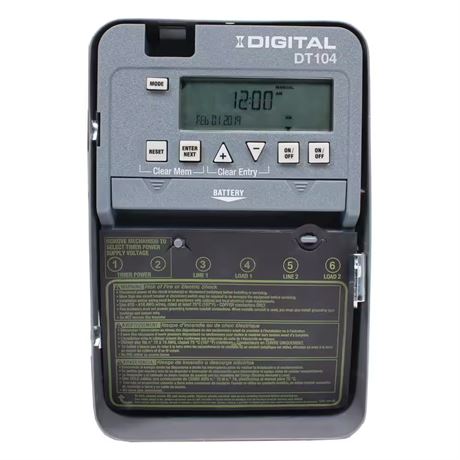 DT Series 2-Circuit 20 Amp Surface Mount Timer, 24 Hour, Battery Backup
