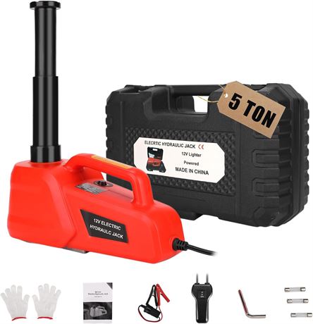 ROGTZ Electric Hydraulic Car Jack Kit 5 Ton 12V, 17.7-inch Range Floor Jack
