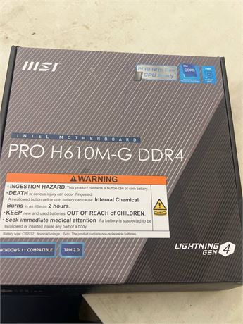 MSI PRO H610M-G DDR4 Micro ATX Motherboard, LGA1700, PCIe 4, 2.5G LAN, M.2