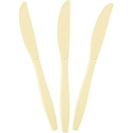 Vanilla Creme Disposable Plastic Knives Heavy Duty 20-Pack
