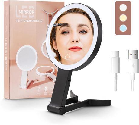 QCBF 10x Mag LED Makeup Mirror – Hanging/Desk/Handheld