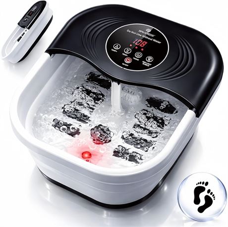 Collapsible Foot Spa with Heat & Temp Control - 8 Shiatsu Rollers