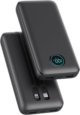 Power Bank 40800mAh Portable Charger Built-in Cables 25W PD QC4.0 LCD Display