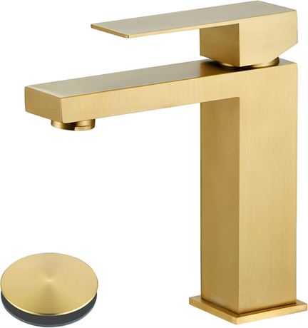 Tohlar Brushed Gold Bathroom Faucet - Single Hole Vanity Basin