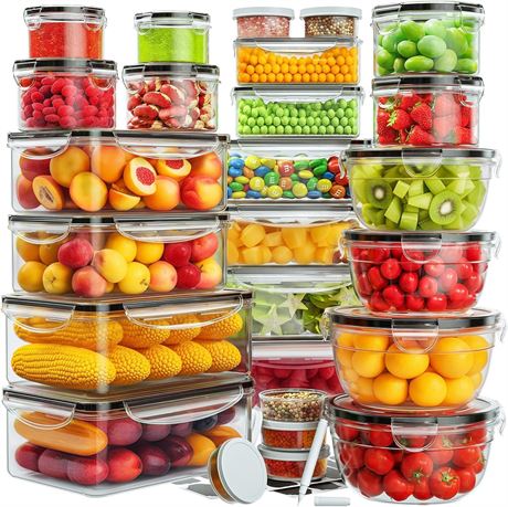 52 Pcs Food Storage Containers with Lids, Airtight & Leakproof, Labels & Pen