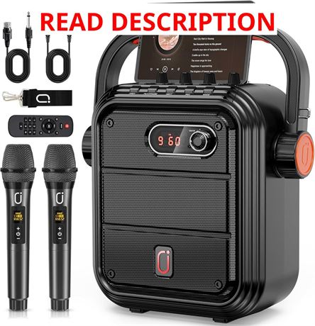JYX Karaoke Machine with 2 Wireless Microphones, 5200mAh Bluetooth PA System