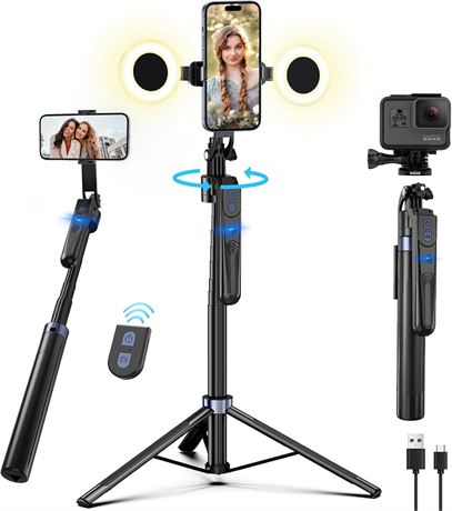 Zarcaco 70" Auto Face-Tracking Tripod for iPhone, 360 Rotation, Remote