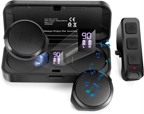 Motorcycle Helmet Headset, Wireless Speakers with Remote, 50H Playtime