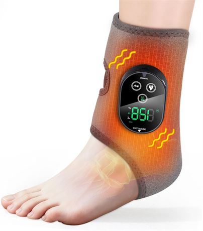 Cordless Heated Ankle Brace & Massager with 6 Heat Levels, 3 Vibration Modes