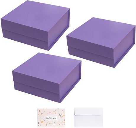 Boîte Cadeau Magnétique Violette CHARMGIFTBOX 7.4x7x3.2" avec Carte