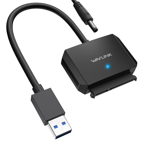 WAVLINK SATA to USB 3.0 Hard Drive Cable with Power Adapter, Up to 20TB Support