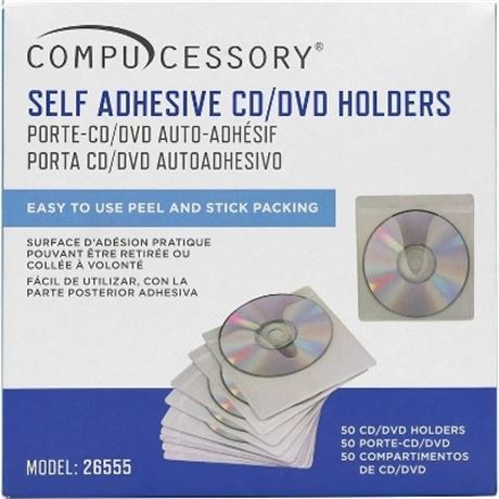 Pochettes Auto-Adhésives CD Compucessory 50pcs Blanches