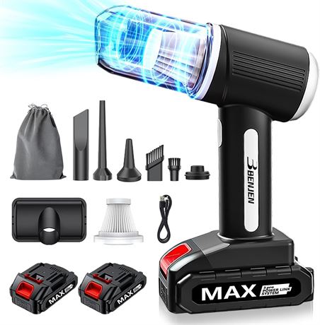 BENJEN Aspirateur voiture sans fil, 16k PA, moteur sans balais, 2 batteries